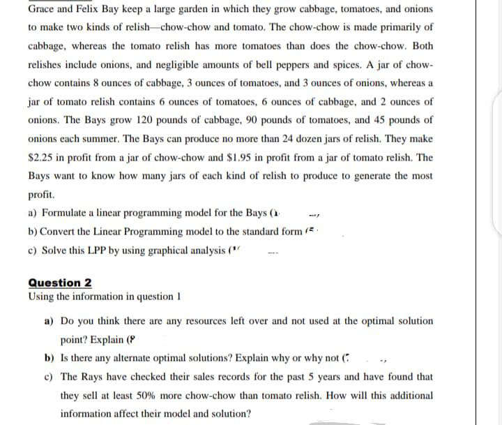PLEASE SOLVE QUESTION 2 Grace and Felix Bay keep