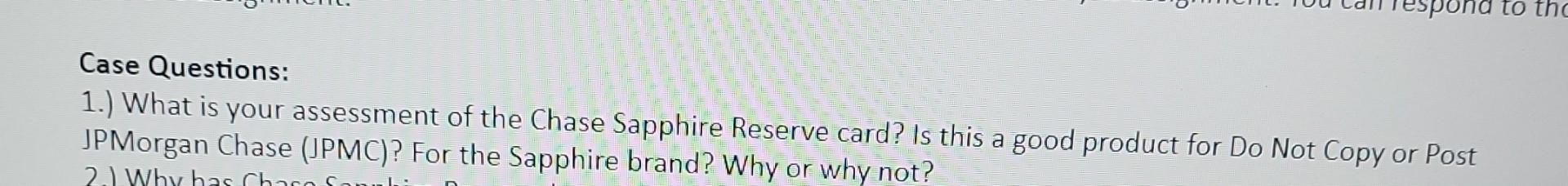 Case Questions: 1.) What is your assessment of