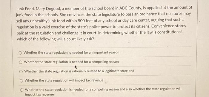 help Junk Food. Mary Dogood, a member of the