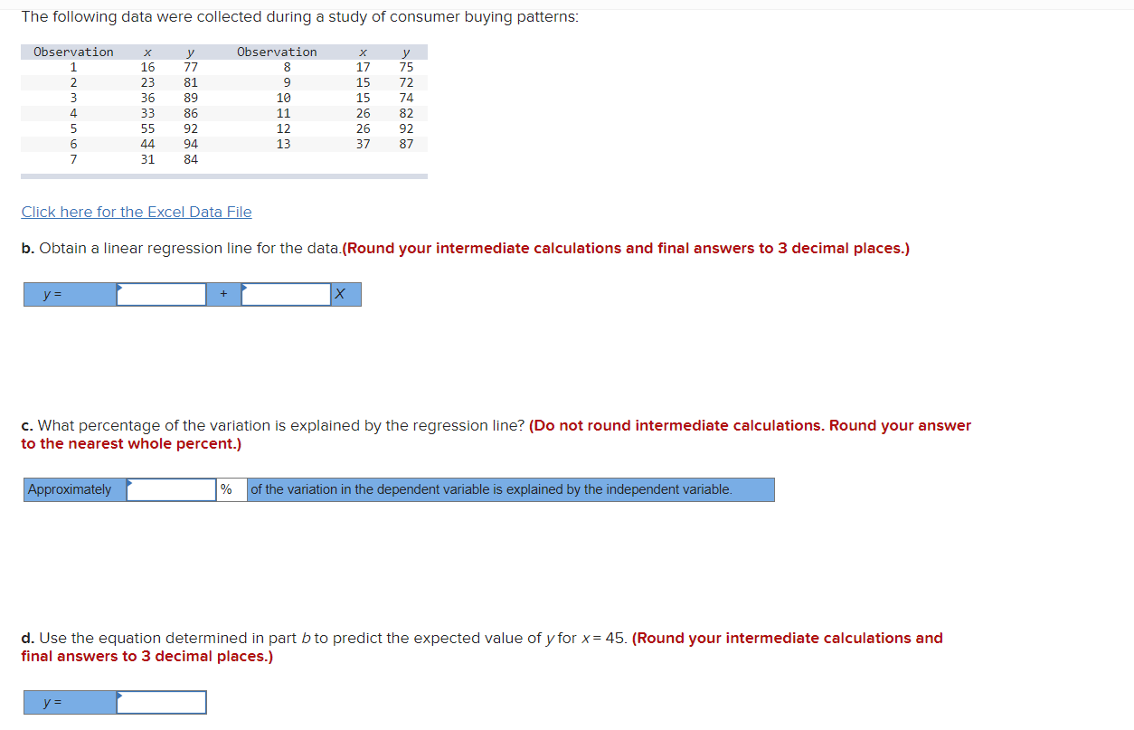 The following data were collected during a study