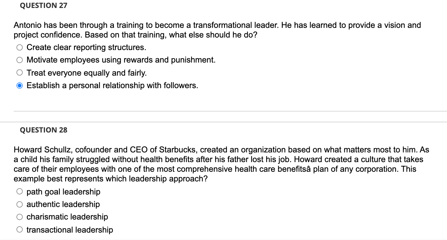 QUESTION 27 Antonio has been through a training