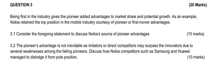 Question 3 out of 20marks please give examples