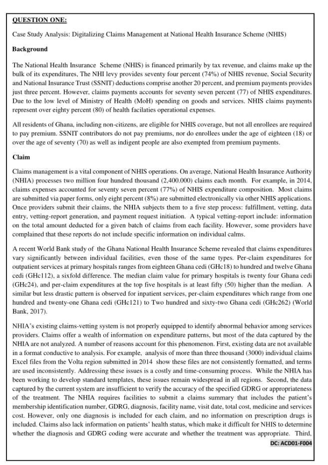 QUESTION ONE: Case Study Analysis: Digitalizing