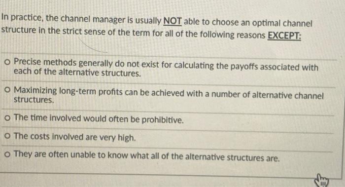 In practice, the channel manager is usually NOT