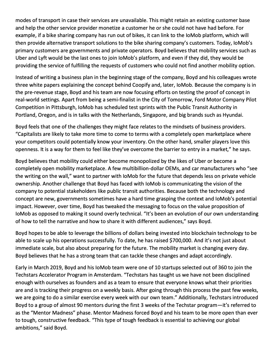 read and answer Case Study Boyd Cohen, cofounder,