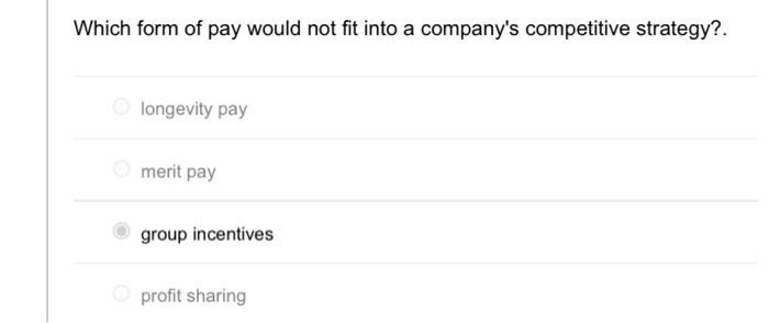 Which form of pay would not fit into a company's