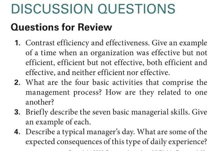 DISCUSSION QUESTIONS Questions for Review 1.