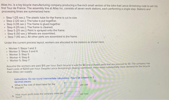 . Atlas Inc. is a toy bicycle manufacturing