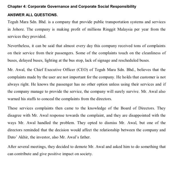 Chapter 4: Corporate Governance and Corporate