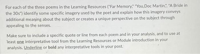For each of the three poems in the Learning
