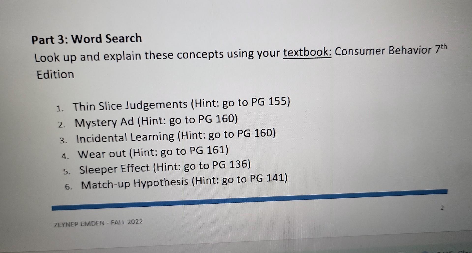 Marketing: Consumer Behavior Part 3: Word Search