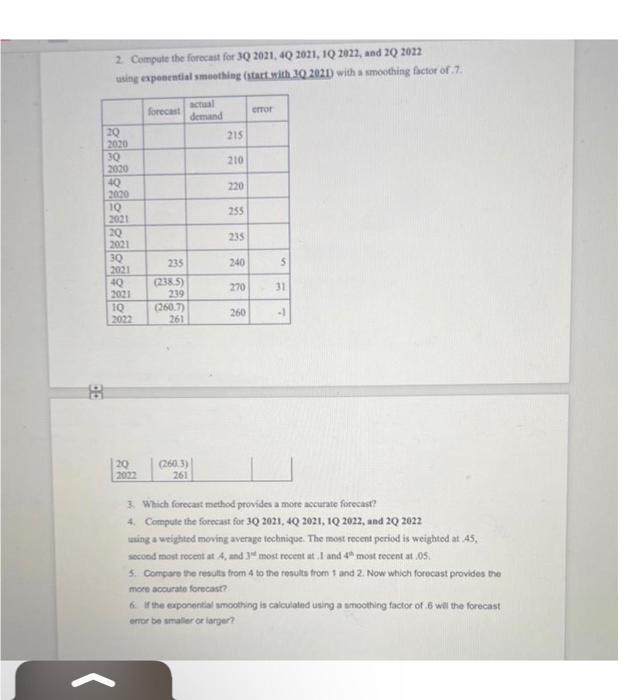 1. Uung une 4-quarrer moving average; wrat is the
