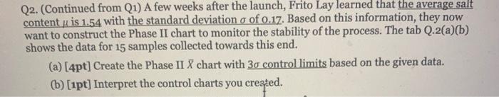 What is the Mu, Sig, and n thanks Q2. (Continued
