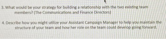 You have just been named as the campaign manager