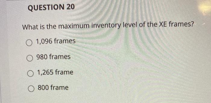 QUESTION 16 Information for Problems 16-20.