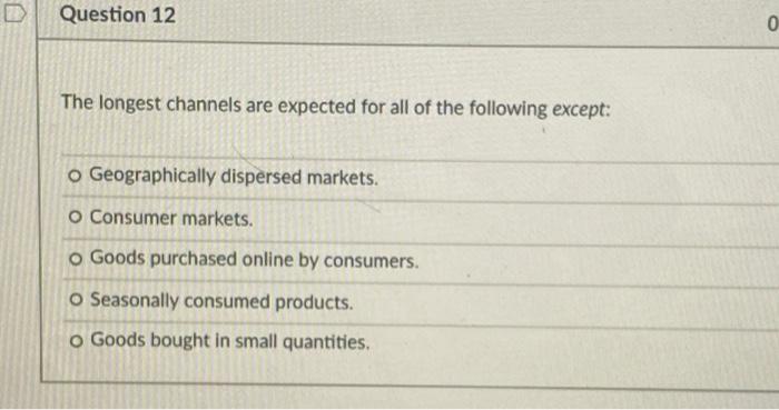 Question 13 0.4 pts Given five possible channel