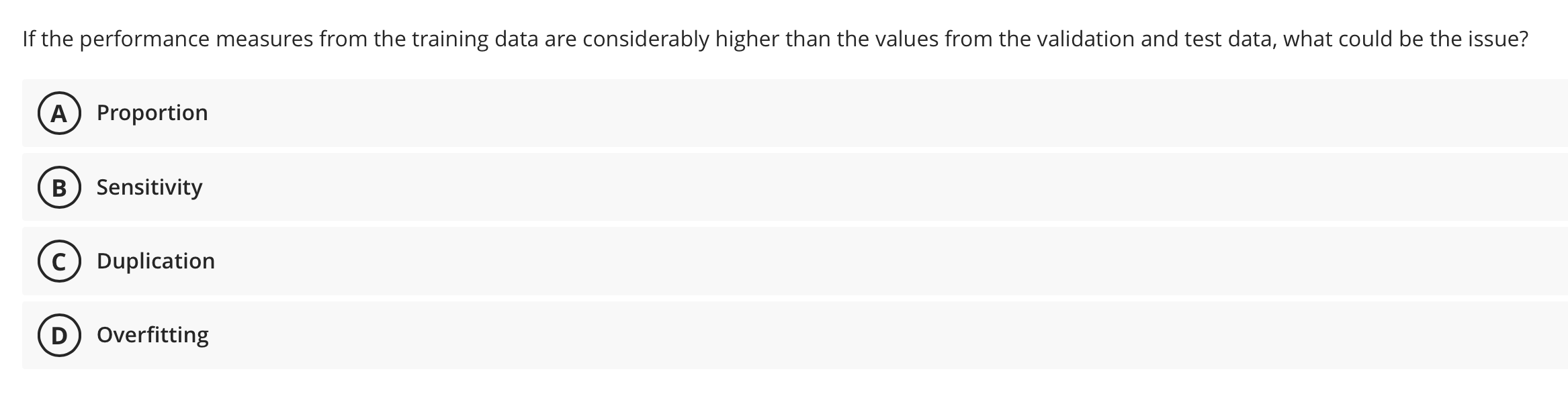 If the performance measures from the training