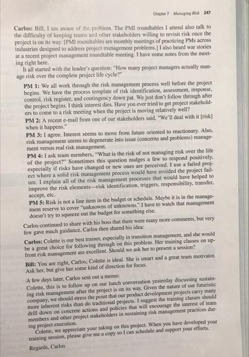 Sustaining Project Risk Management during