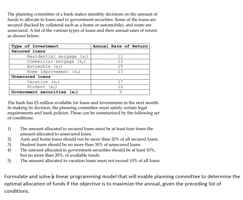 The planning committee of a bank makes monthly