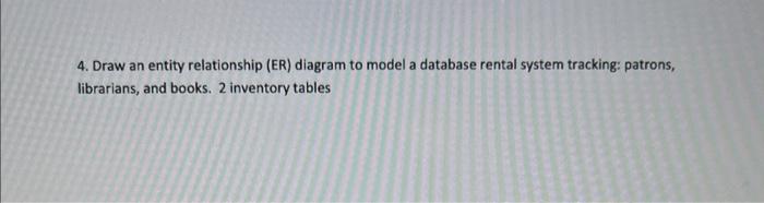 4. Draw an entity relationship (ER) diagram to