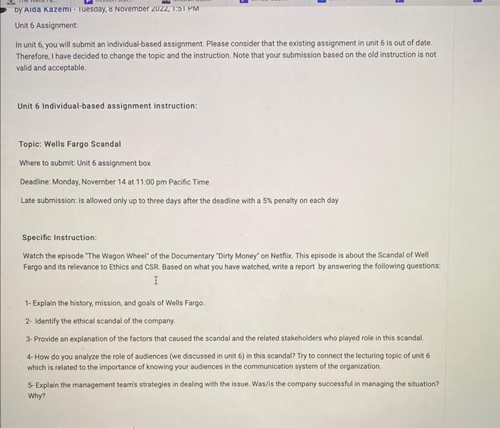 Unit 6 Assignment: In unit 6, you will submit an