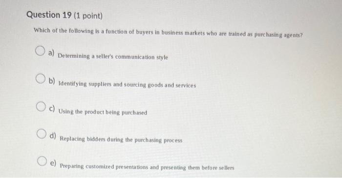 Which of the following is a function of buyers in