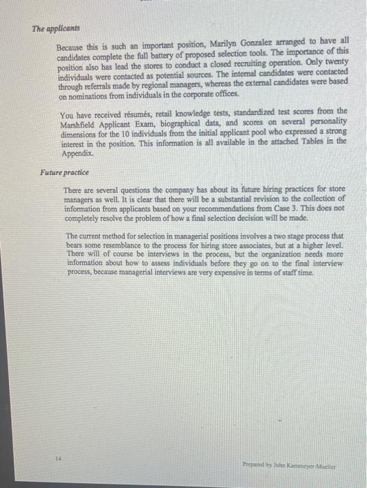 CASE SEVEN: SELECTION DECISION MAKING Case