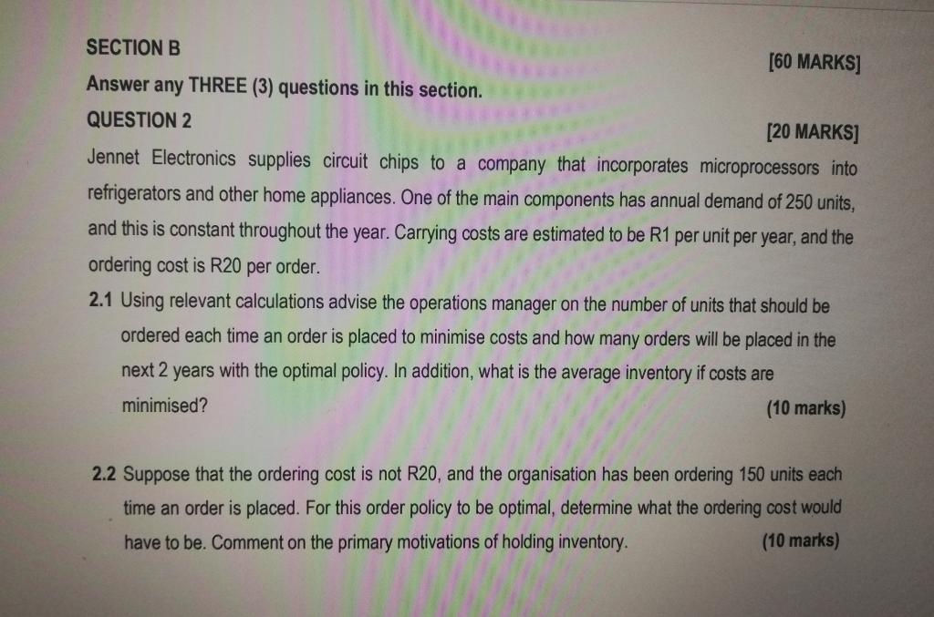 Answer any THREE (3) questions in this section.