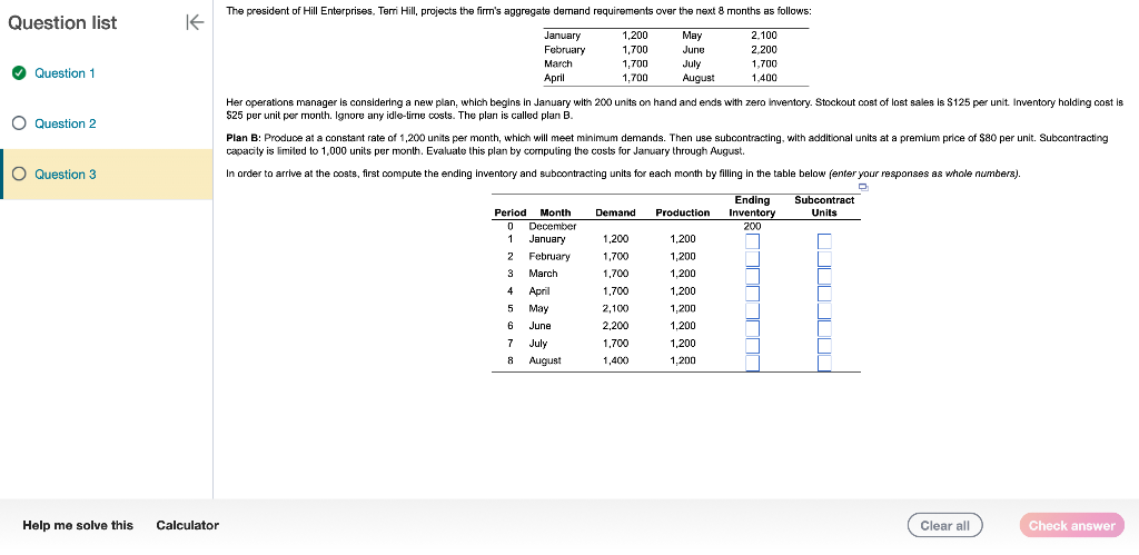 Question list The president of Hill Enterprises,