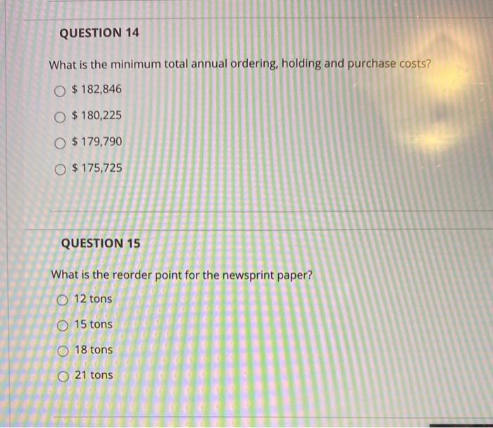 QUESTION 13 Information for Problems 13-16.