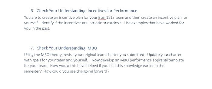 6. Check Your Understanding: Incentives for