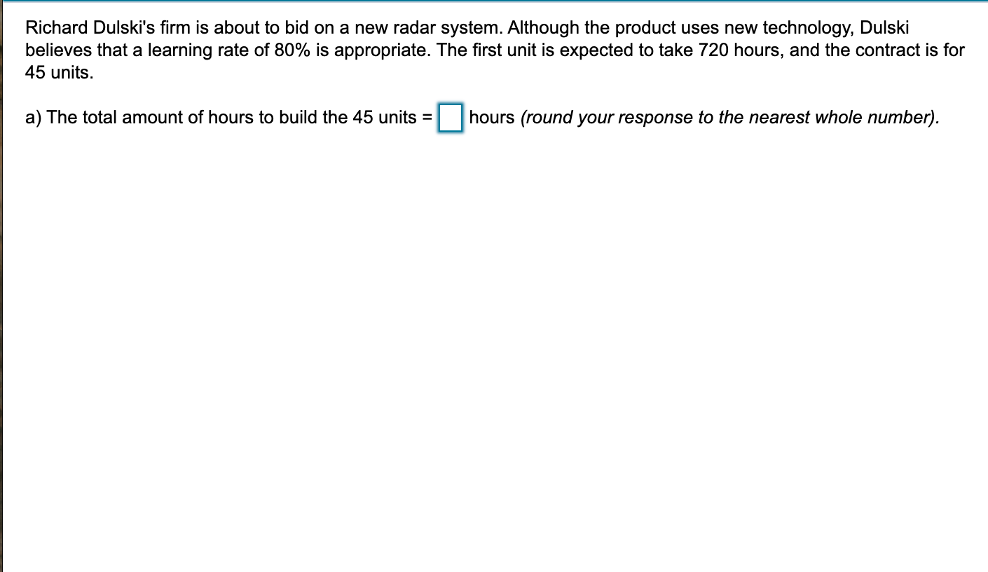 B) The average time to build each of the 45