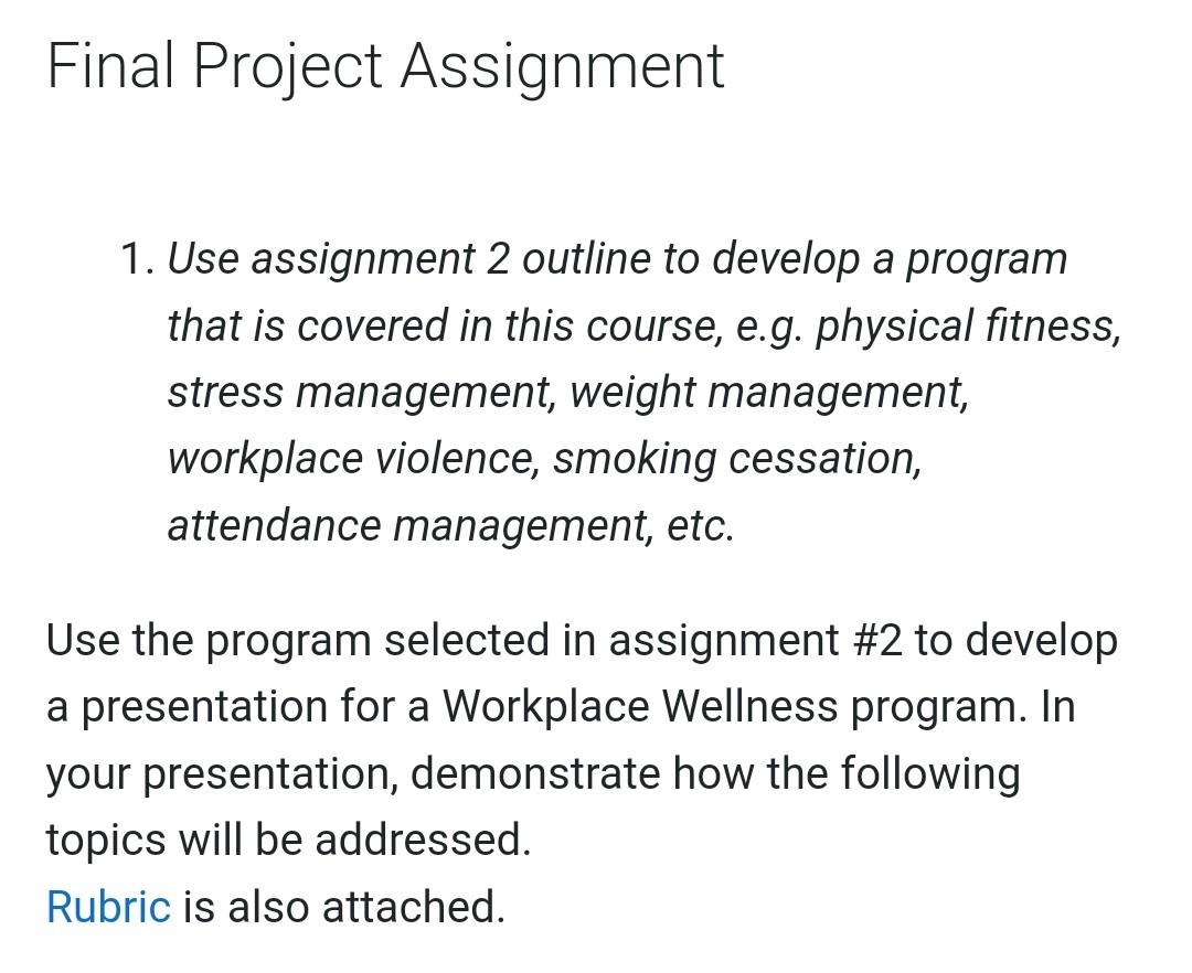 Final Project Assignment 1. Use assignment 2