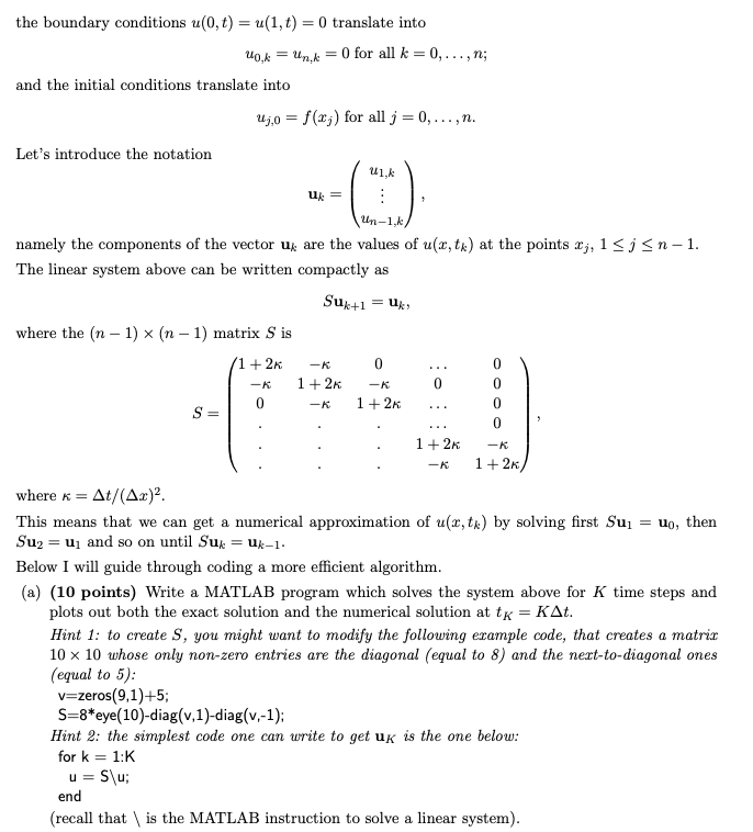2. (30 points) The numerical algorithms you
