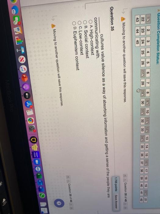 41 42 A Moving to another question will save this