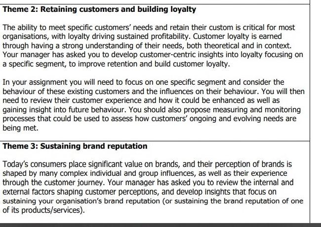 USE THEME 2 Theme 2: Retaining customers and