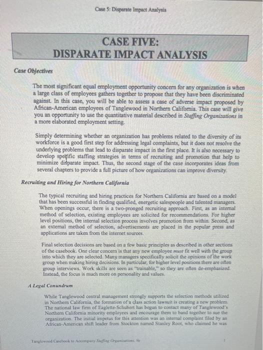 Case 3: Disparate Impact Analysis CASE FIVE:
