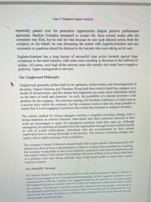 Case 3: Disparate Impact Analysis CASE FIVE: