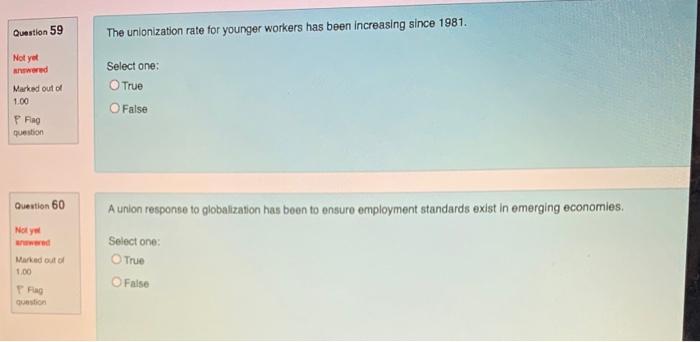 Question 59 The unlonization rate for younger