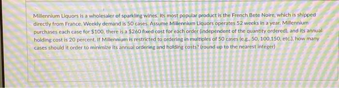 Millennium Liquors is a wholesaler of sparkling