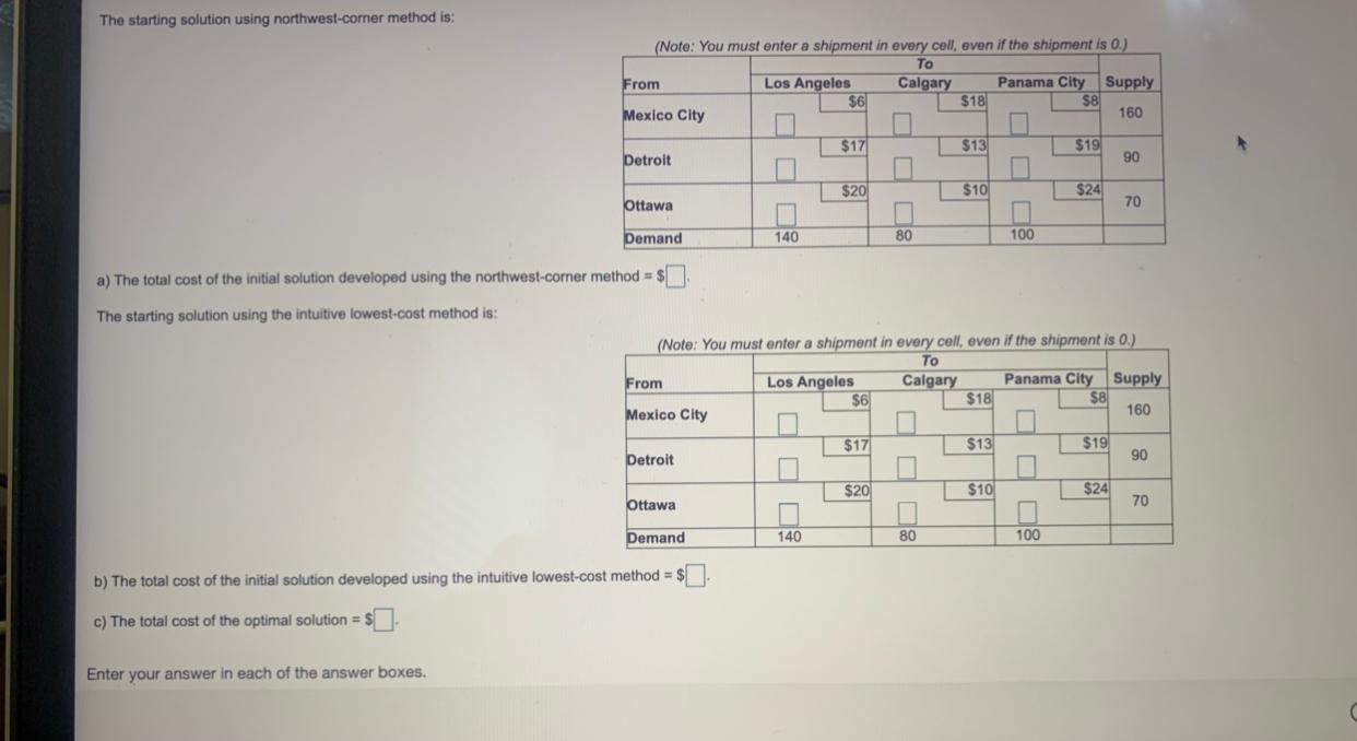 Find an initial solution to the following
