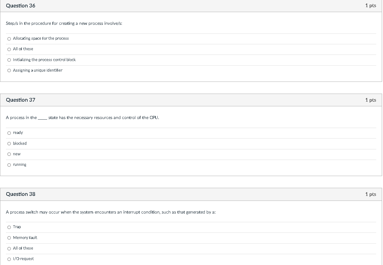 Question 36 1 pts Step/s in the procedure for