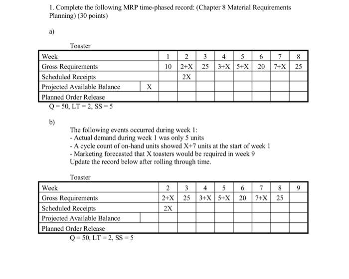 PLEASE SHOW WORK IN EXCEL! X = 32 1. Complete the
