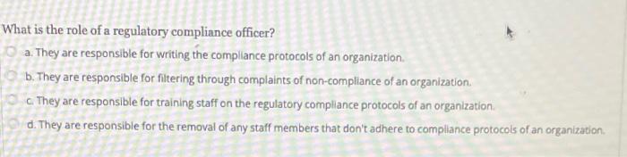 What is the role of a regulatory compliance