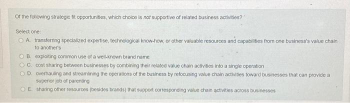 Or the following strategic fit opportunities,