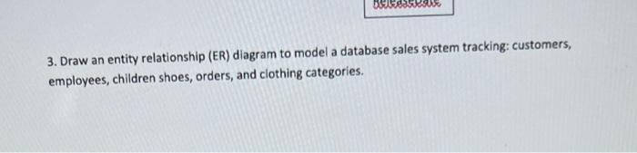 3. Draw an entity relationship (ER) diagram to