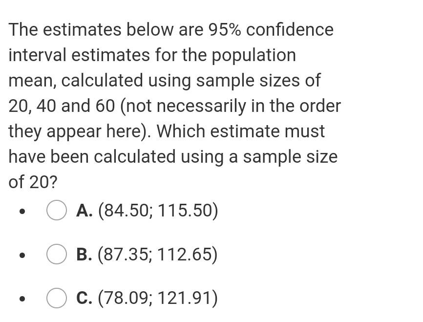 please answer A random sample of size 100 results