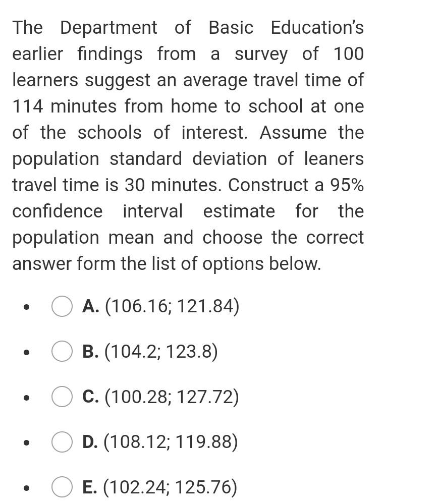 please answer A random sample of size 100 results