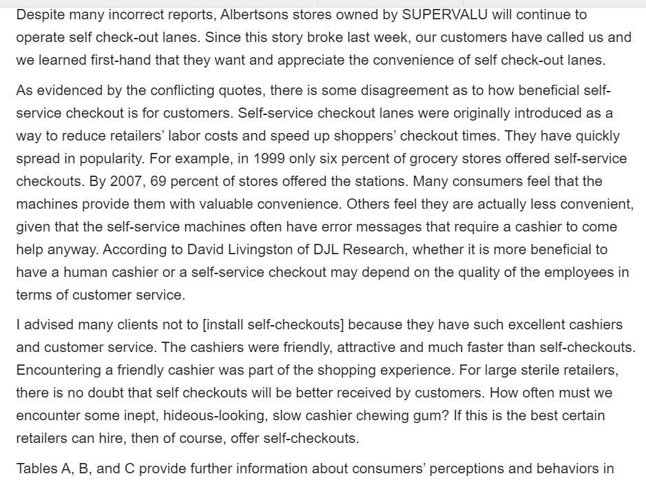 Develop a general critique of the grocery