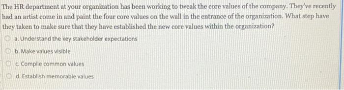 The HR department at your organization has been